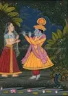 art print wall decals Krishna Radha playing flute paper poster