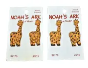 Noahs Ark Giraffe Buttons Set of 4 By La Mode Hand Painted Model 2510 NOS