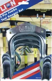 Large Twin Hook Tool Axe Pick Mallet Hammer Shed Workshop Garage Hangers 3 Piece