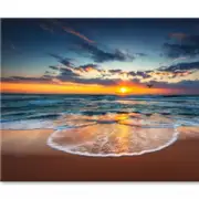 Flying Drone Over the Sea Sunrise Print 100% Australian Made 120 x 90cm (Stretched)