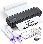 Portable Printer Wireless for Travel,Bluetooth Thermal Printer Support 8.5" X 11" US Letter & Legal, A4&A5 Thermal Paper, Inkless Printer Compatible with iOS, Android & Laptop for Office Car Home