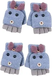 [FOMIYES] 2 Pairs Knitted Gloves Knit Gloves Warm Mitten Boys Winter Mittens for Half Finger Glove Warm Mittens Cartoon Wool Knitted Fabric