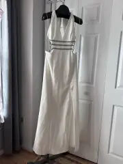 New Aidan by Aidan Mattox Womens Ivory Crepe Cut-Out Formal Dress Gown Size 6