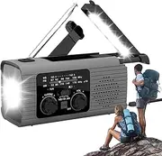 Hand Crank Emergencies Radio, Crank Weather Radio | AM/FM/NOAA Emergencies Weather Radio, Radio Flashlight 3 Way Charging SOS Alarm Radio Power Bank for Travel Long Road Trips