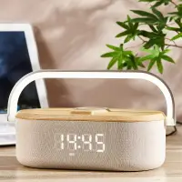 在飛比找樂天市場購物網優惠-新款無線充電器藍牙音響鬧鐘音樂臺燈床頭小夜燈白噪音睡眠儀音箱