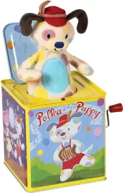 Schylling Polka Puppy Dancing Jack Box Toy