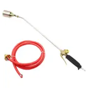 Propane Torch Weed Burner, Three-Valve Blowing Torch, with 98.42 Inches (About 250 cm) Hose, Adjusta gold red