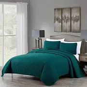 Austin 3-Piece Oversized Bedspread Coverlet Set (King, Teal)