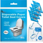 Disposable Toilet Seat Covers – 50 Count, Large Flushable Paper Liners for Trave