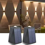 XIULIUU Solar Lights Outdoor, 2PACK Up and Down Solar Wall Lights, IP65 Waterproof Solar Powered Night Light for Patio Yard Fence House Garden Yard Porch