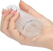 Lovehoney Textured Male Masturbator - 5.5 Inch Stretchy Open Ended Stroker for Penis Stimulation - Male Sex Toy - Self Pleasure Sex Toys for Men - Waterproof - Clear