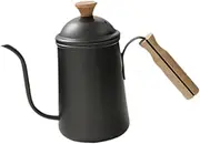 JISADER Long Spout Coffee Kettle Stainless Steel Spout Anti Scald Handle Tea Pot Gooseneck for Picnic Camping Outdoor Office, Black