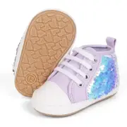 Girls High Top Anti-Slip Sparkle Sequin Sneaker (6-12 Months Infant)