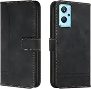 [Lihondar] Compatible with Oppo Realme 9i / Oppo A76 / A96 / A36 Case, Mobile Phone Case Oppo Realme 9i / Oppo A76 / A96 / A36, PU Leather Folding Protective Case with BriefCover Flip Case (Black)