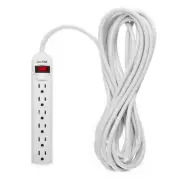 6-Outlet Surge Protector Power Strip with 15 Foot Long Extension Cord, White,...