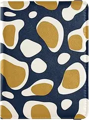 [Amooorous] Animal Fur Print Leopard Khaki Blue Leather decorative Passport and Vaccine Card Holder Combo Vaccine Case Protector Cover Passport Case Ultra Slim, animal fur print leopard Khaki blue, 1 size