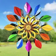 63 Inch Kinetic Wind Spinners with Garden Stake, Rainbow Metal Windmill Decor...