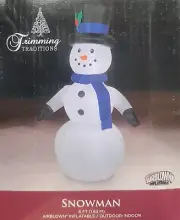 6ft Snowman W/ Santa Hat & Scarf Christmas Inflatable By TRIMMING TRADITIONS NIB