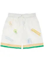 Casablanca Printed Linen Shorts - Cream - XL XL