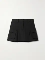 [The Frankie Shop] The Frankie Shop - Audrey Pleated Cotton-twill Mini Skirt - Black - large large Black