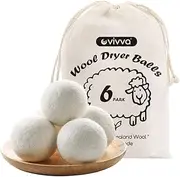 Vivva Wool Dryer Balls - 6-Pack - 100% New Zealand Wool Dryer Balls - Premium Natural Fabric Softener Award-Winning - Wool Balls Replaces Dryer Sheets - Wool Balls for Dryer - Laundry Balls for Dryer (5cm)