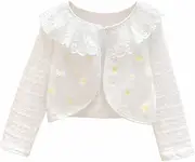 [Miccina] Baby Toddler Girls Lace Bolero Shrug Cardigan Long Sleeve Sparkle Button Closure Sweater Dress Cover Little Kids Tops Jacket