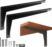 Heavy-Duty Load L Mantel Shelf Brackets by (Black) DIY Brackets with Mounting H