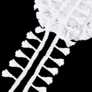 10.9 Yards Tassel Fringe Trim, 1-3/4 inch Cotton Lace Tassel Trim Ribbon White