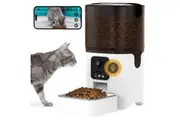 Automatic Cat Feeder Camera, 6L Timed Pet Feeder Dry Food Dispenser for Cats & Dogs, 5G WiFi APP|Camera with Night Vision|10s Meal Call|1-15 Meals per Day|Dual Power Supply