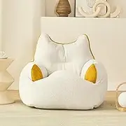UYSOFRCV Premium Teddy Velvet Bean Bag Sofa Cover, Plush Toy Storage Clothes Organizer Floor Seat Recliner Indoor Lazy Lounger for Adults and Kids with No Filling,Beige