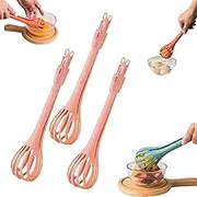 Multifunctional Egg Beater, 2 in 1 Food Clip & Egg Whisk, Handheld Whisk Blender Bread Clip, for Cooking Salads, Mixing, Gripping Stirring, Baking, Multifunctional Kitchen Tool (Red 3PCS)
