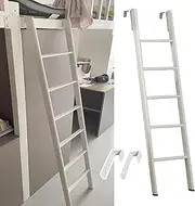 Replacement White Twin Bunk Bed Ladder Only, Rv Bunk Bed Ladder with Adjustable Hooks, Kids Adult Metal Step Climb Ladder, for Dorm Loft Home