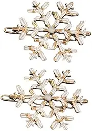 BIUDECO 2 Pack Crystal Snowflake Hair Clips Rhinestones Barrettes for Girls Alligator Clips Hair Accessories