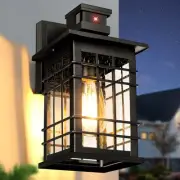 Motion Sensor Outdoor Wall Light Black, Dusk to Dawn Outside Porch Light Fixt...