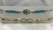 2 PC Evil Eye Bracelets Set Jewelry Unisex Bead Charm String Knot Bracelet 1739