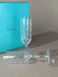 在飛比找Yahoo!奇摩拍賣優惠-日本中古  Tiffany&Co 蒂芙尼 樹葉紋高足紅酒杯