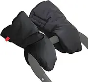Pram Gloves, Waterproof Pram Hand Muff Black Pram Gloves for Stroller Adding Velvet Pram Mittens and Hand Muffs for Pram Durable Pram Hand Warmer for Pram Accessories
