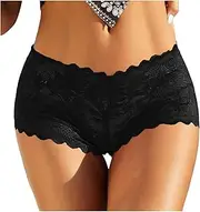[Franterd] Sexy Lace Boyshort Panties for Women V-Waist Seamless Underwear No Show Breathable Hipster Underwear Cheeky Briefs