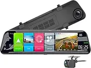 12 Inch Car Rear View Mirror 4G ADAS Android GPS DVR 3 in 1 HD 1080P Dash Cam Driving Video Recorder Dual Cameras(AC29,128G)