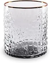 Beatriz Ball GLASS Croc Double Old Fashioned Drinking Glasses with Gold Rim Set of 4 (Smoke Grey)