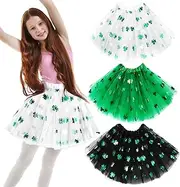 [Mumufy] 3 Pieces St. Patrick's Day Tutu Skirt for Women Teen Girls Lightweight Green Tutu St Patricks Day Costumes for Party
