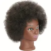 African Mannequin Head with 100% Human Hair, Curly Hair Beauty Mannequin Head wi
