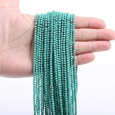 AAA 3mm Faceted Natural Turquoise Gemstone Beads Micro Faceted Round 15.5 inch