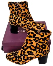 CARVELA Smash Tan Comb Zip Up Block Heel Ankle Boots Ladies EU 40 UK 7