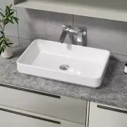 Glacier Bay Vessel Bathroom Sink 22? Rectangular Ceramic Natural Gloss White