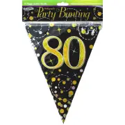 Sparkling Fizz Black and Gold 80th Birthday Flag Banner