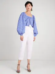 Gingham Square-Neck Top