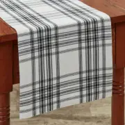 Onyx Black & White Plaid Cotton Country Farmhouse Table Runner