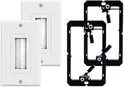 Aswalling 2-Pack Brush Wall Plate with Single Gang Low Voltage Mounting Bracket Cable Pass Through Insert for Speaker Wire