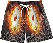[RPLIFE] Swim Clothes for Boys, Toddler Swim Boy 2t, Flaming Soccer Ball Bursting Net